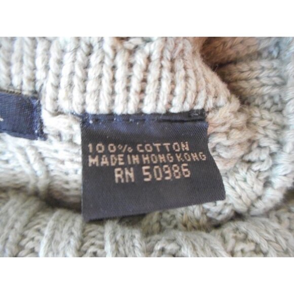Vintage Sage 100% Cotton cable knit ribbed turtleneck Sweater Sz L Jeanne Pierre - Picture 5 of 5